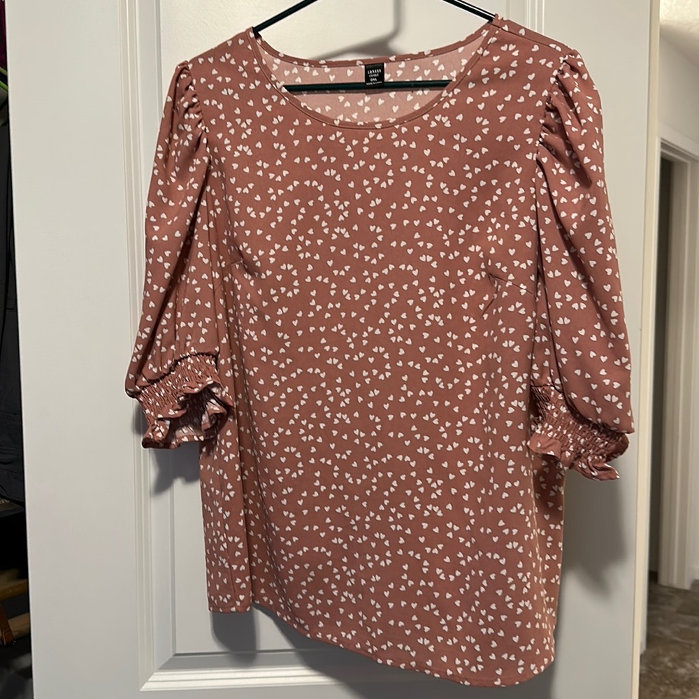 Adorable pink with white heart blouse
